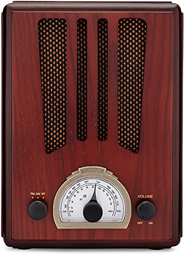 ClearClick Classic Vintage Retro Style AM/FM Radio with Bluetooth - Handmade Wooden Exterior