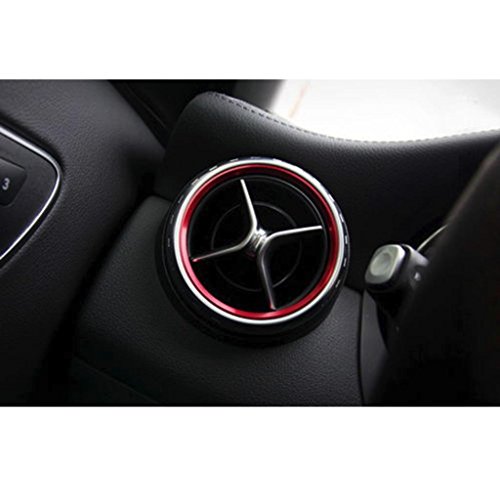 Xotic Tech Aluminum Air Conditioner AC Air Outlet Vent Front + Side Rings Trims Cover Decoration Compatible with Mercedes Benz CLA GLA Class 2013-2018 (Sporty Red) - 5 PCS