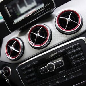 Xotic Tech Aluminum Air Conditioner AC Air Outlet Vent Front + Side Rings Trims Cover Decoration Compatible with Mercedes Benz CLA GLA Class 2013-2018 (Sporty Red) - 5 PCS