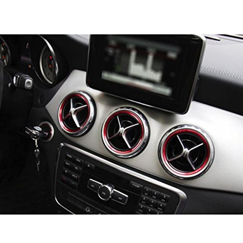 Xotic Tech Aluminum Air Conditioner AC Air Outlet Vent Front + Side Rings Trims Cover Decoration Compatible with Mercedes Benz CLA GLA Class 2013-2018 (Sporty Red) - 5 PCS