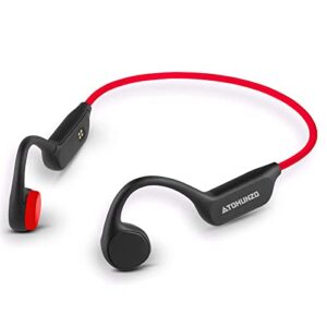 waterproof bone conduction headphones for swimming, ipx8 waterproof 32gb mp3 player wireless bluetooth 5.3 open-ear swimming headphones with mic call for swimming skiing driving bicycling(red)