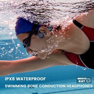 Waterproof Bone Conduction Headphones for Swimming, IPX8 Waterproof 32GB MP3 Player Wireless Bluetooth 5.3 Open-Ear Swimming Headphones with Mic Call for Swimming Skiing Driving Bicycling(Red)