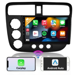 2g+32g for honda civic 2001-2005 radio, hikity android 11 car stereo wireless apple carplay android auto, 9 inch touch screen car radio with bluetooth/gps navigation/wifi/hifi/split screen