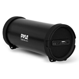 pyle surround portable boombox wireless home speaker stereo system, built-in rechargeable battery, mp3/usb/fm radio with auto-tuning, aux input jack for external audio. (pbmspg6) black
