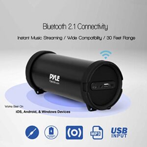 Pyle Surround Portable Boombox Wireless Home Speaker Stereo System, Built-in Rechargeable Battery, MP3/USB/FM Radio with Auto-Tuning, Aux Input Jack for External Audio. (PBMSPG6) Black