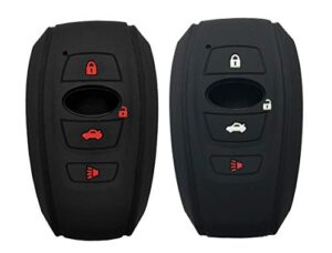 2pcs key fob cover case protector fit for 2018 2017 subaru outback legacy forester sti xv crosstrek impreza brz wrx keyless entry remote fob skin jacket holder (1 black with red + 1 black with white)