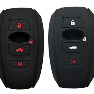 2Pcs Key Fob Cover Case Protector Fit for 2018 2017 Subaru Outback Legacy Forester Sti XV Crosstrek Impreza BRZ WRX Keyless Entry Remote Fob Skin Jacket Holder (1 Black with Red + 1 Black with White)