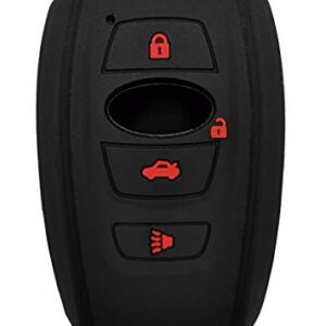 2Pcs Key Fob Cover Case Protector Fit for 2018 2017 Subaru Outback Legacy Forester Sti XV Crosstrek Impreza BRZ WRX Keyless Entry Remote Fob Skin Jacket Holder (1 Black with Red + 1 Black with White)