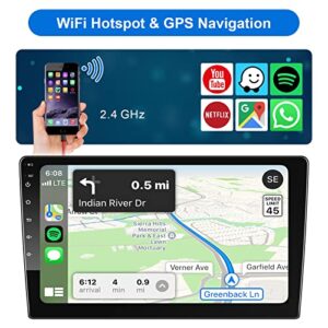 10 Inch Double Din Wireless CarPlay Car Stereo, Android Car Radio with Wireless Android Auto, 2G+32G Touchscreen Car Multimedia Player GPS Navigation Bluetooth WiFi AM FM Radio 2 Din Head Unit Screen