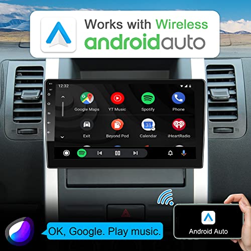 10 Inch Double Din Wireless CarPlay Car Stereo, Android Car Radio with Wireless Android Auto, 2G+32G Touchscreen Car Multimedia Player GPS Navigation Bluetooth WiFi AM FM Radio 2 Din Head Unit Screen