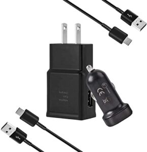 samsung adaptive fast charger kit for samsung galaxy s10/ s10e/ s9/s8/s8 plus/note 8/9,laofas usb 2.0 recharger kit (wall charger + car charger + 2 x type c usb cables) quick charger-black