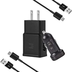 Samsung Adaptive Fast Charger Kit for Samsung Galaxy S10/ S10e/ S9/S8/S8 Plus/Note 8/9,LaoFas USB 2.0 Recharger Kit (Wall Charger + Car Charger + 2 x Type C USB Cables) Quick Charger-Black