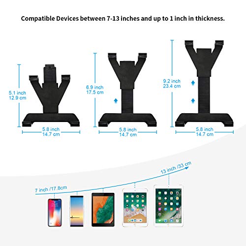 YOOHOO Car Headrest Mount, Tablet Headrest Holder, 360° Rotating Adjustable Holder for All 7"- 13" Tablet iPad, 9'' DVD Player Holder for Car Backseat Seat Mount