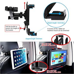 YOOHOO Car Headrest Mount, Tablet Headrest Holder, 360° Rotating Adjustable Holder for All 7"- 13" Tablet iPad, 9'' DVD Player Holder for Car Backseat Seat Mount