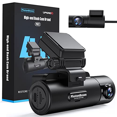 PB22 Dual Dash Camera, with Front 4K Camera, Rear 2K Ethernet Camera for Extreme Transmission, Front and Rear Dual WDR, G-Sensor, Loop-Recording and Parking Mode, Support up to 512GB TFcard,BLACK