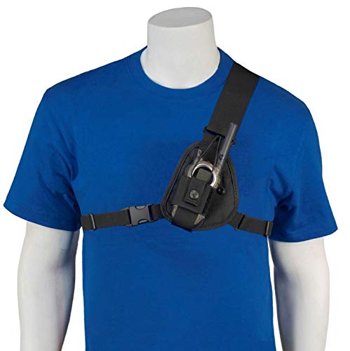 RCH-103 Radio Chest Harness Shoulder Radio Holster Chest Pack an Adjustable Depth Radio Pouch for Small Motorola Talk About Two-Way Radios and Walkie Talkies. Made in USA by Holsterguy.