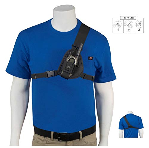 RCH-103 Radio Chest Harness Shoulder Radio Holster Chest Pack an Adjustable Depth Radio Pouch for Small Motorola Talk About Two-Way Radios and Walkie Talkies. Made in USA by Holsterguy.