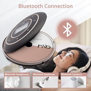 Portable CD Player with Bluetooth 5.0 & Rechargeable Battery, Aux Output, FM Transmitter for Car USe, LCD Backlight Display and Touch Button Technology, 12hr Playtime by Hevet & Bugg