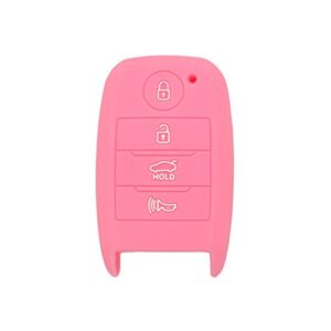 segaden silicone cover protector case holder skin jacket compatible with kia 4 button smart remote key fob cv4150 pink