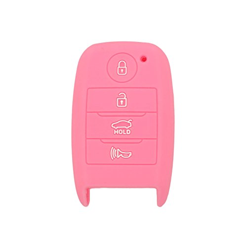 SEGADEN Silicone Cover Protector Case Holder Skin Jacket Compatible with KIA 4 Button Smart Remote Key Fob CV4150 Pink