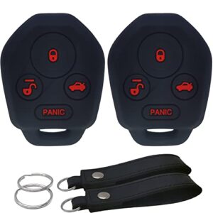 waymei silicone key fob cover remote keyless case protector compatible with 2008-2019 subaru crosstrek forester impreza legacy outback tribeca wrx sti xv crosstrek (4 buttons black with red)