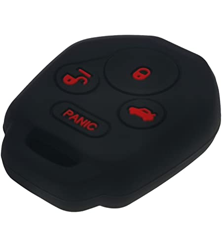 waymei Silicone Key Fob Cover Remote Keyless Case Protector Compatible with 2008-2019 Subaru Crosstrek Forester Impreza Legacy Outback Tribeca WRX STI XV Crosstrek (4 Buttons Black with Red)