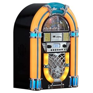 Arkrocket Athena Mini Jukebox/Tabletop CD Player/Bluetooth Speaker/Radio/USB and SD Card Player with Retro LED Lighting System