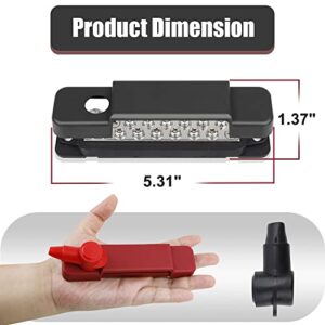 DIKJAK 180A 12-48V Bus Bar, 12 Terminal Power Distribution Block with 32 Wire Lugs, Distribution Block Terminal Block for Car Audio, Solar System, Marine Use