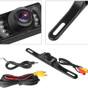 GTP Vehicle Rear View Backup Camera Wide Viewing Angle License Plate Mount Parking Assist Kit - Waterproof High Definition Color w/ 7 Infrared Night Vision LED Universal Car Truck Parking Camera