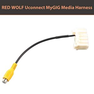 RED WOLF Backup Camera Wiring Harness to Factory Radio for Jeep 2007-2019, Dodge RAM 2007-2012, Chrysler 2007-2016 Reverse Rear View Camera Input Cable Plug RCA to OEM Stereo Display Adapter