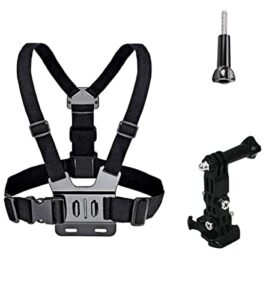 adjustable chest mount harness chest strap belt for gopro hero10, hero 9, hero 8, hero 7 black, 7 silver, 7 white, hero 6, 5, 4, session, 3+, 3, 2, 1, hero (2018), 360 degree rotate adapter holder