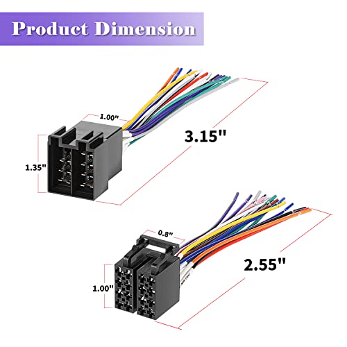 16 Pin ISO Radio Wire Harness Adapter (Pair, Male & Female) Fits for Peterbilt Freightliner Semi Truck International Volvo Sterling Mack Kenworth Stereo