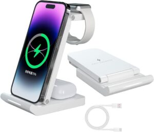 wireless charging station,wireless charger stand 3 in 1 compatible for iphone14/13/12/11/pro series,for watch7/6 series,airpods 3/2/pro.