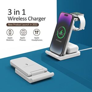 Wireless Charging Station,Wireless Charger Stand 3 in 1 Compatible for iPhone14/13/12/11/Pro Series,for Watch7/6 Series,Airpods 3/2/Pro.