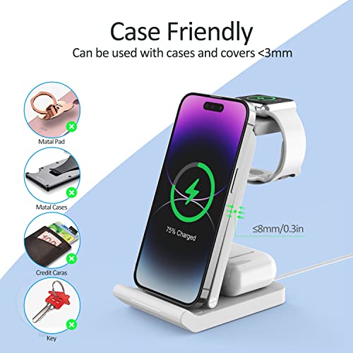 Wireless Charging Station,Wireless Charger Stand 3 in 1 Compatible for iPhone14/13/12/11/Pro Series,for Watch7/6 Series,Airpods 3/2/Pro.