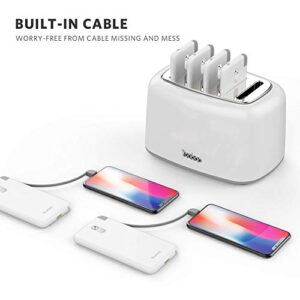 Yoobao Wireless Charging Station, 5 pcs of Ultra Slim Portable Charger 10000mAh, Built-in Cable Power Bank for iPhone/Samsung, Shared Battery Pack for Business/Home/Office/Restaurant/Hotel/Party/Pub