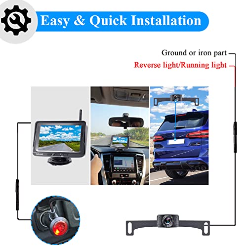 DoHonest Wireless Backup Camera for Car with 5" Monitor, HD 1080P No Delay Bluetooth Backup Camera System for Truck Pickup Minivan Support Add Second RV Camera DIY Installation to Avoid Drill Hole S4