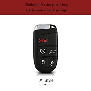 Leather Car Key Fob Cover Compatible with Jeep Keyless Remote Control Grand Cherokee Dodge Challenger Charger Dart Durango Journey Chrysler 200 300 Fiat etc (A Style, Blue)