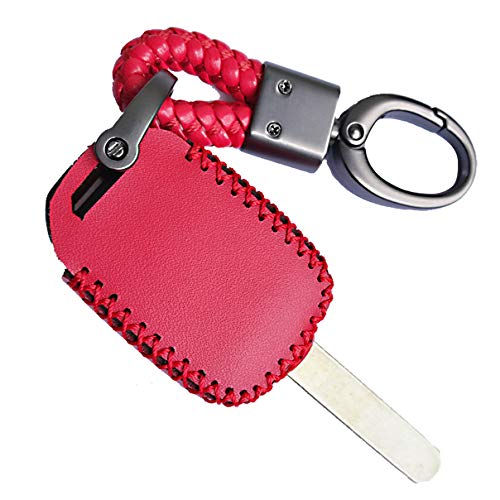 Alegender Hand Sewing Red Leather 4 Buttons Key Fob Cover Case Remote Protector Skin Bag Fits for 2013-2017 Honda Accord Sports 2017 Civic lx 2015 CR-V lx