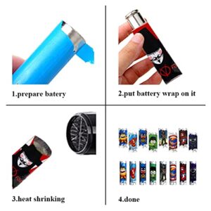 Pre Cut 18650 Battery Wraps Films Cover Cartoon Series Protective Sleeve Heat Shrink Wraps Tubing Tube Film for 18650 Rechargeable Batteries, 8 Styles (24PCS)