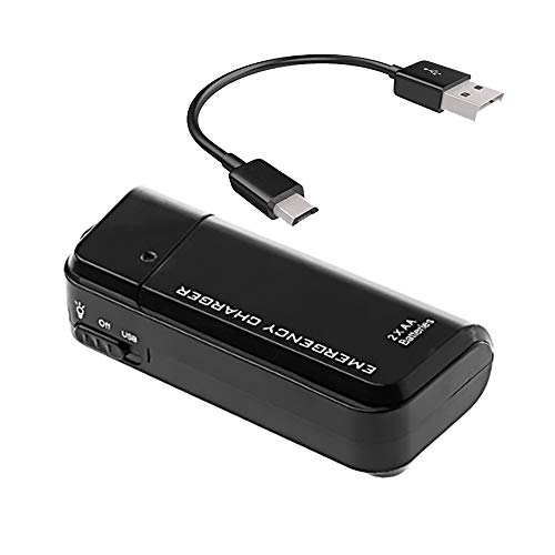 Portable AA Battery Travel Charger Compatible with Nothing Phone (1) and Emergency Re-Charger with LED Light! (Takes 2 AA Batteries,USB Type-C) [Black]