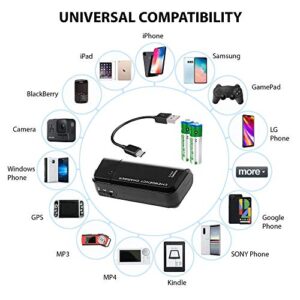 Portable AA Battery Travel Charger Compatible with Nothing Phone (1) and Emergency Re-Charger with LED Light! (Takes 2 AA Batteries,USB Type-C) [Black]