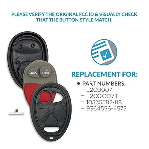 Keyless2Go Replacement for New Shell Case and 3 Button Pad for Remote Key Fob with FCC L2C0007T - Shell ONLY (2 Pack)