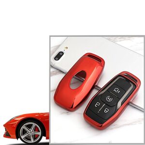 Xotic Tech Red Soft TPU Key Fob Shell Skin Cover, Compatible with Ford Fusion Mustang F-150 F150 Raptor F250 F-Series Edge Explorer Expedition or Lincoln MKZ MKS MKX MKC Smart Keyless Entry Key