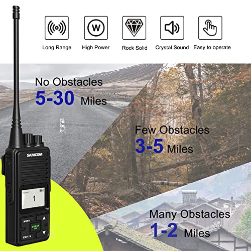 SAMCOM FPCN10A Two Way Radios Long Range, 3000mAh Battery High Power 2 Way Radios Walkie Talkies for Adults Rechargeable, Business Programmable Handheld UHF Radios with Dual PTT Group Call, 6 Packs