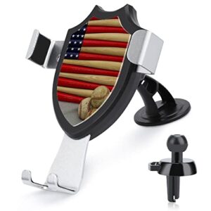 baseball bat american flag car phone mount holder for car dashboard windshield air vent phone stand compatible with most cell phones