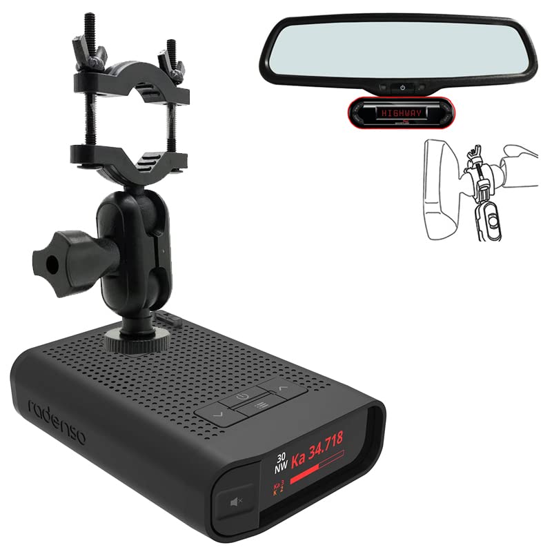 AccessoryBasics Rear View Mirror Mount for Radenso DS1 Extreme Range Radar Detector (Please Note The This Holder Will Need 1" of Clear stem Space to Setup)