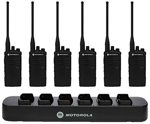 6 RDU4100 - UHF 4 Watt 10 Channel Heavy Duty Two Way Radios & 1 RLN6309 6 Radio Charger by Motorola Solutions - for Business Use