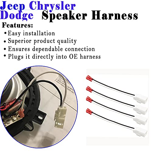 72-6514 Speaker Harness Adapter Compatible with Jeep Wrangler Chrysler Town & Country Speaker Wire Harness Adapter Plug Dodge Dakota Front Rear Door Speaker Wiring Harness Adapter 4 Pack