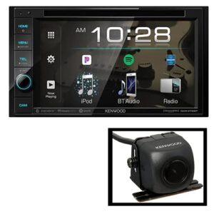 kenwood ddx376bt double din in-dash 6.2” dvd receiver with bluetooth | car stereo receiver | clear resistive touch panel | plus kenwood cmos-130 rearview camera with universal mounting hardware